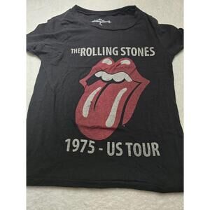 The Rolling Stones Large Black Soft T-shirt North American US Tour 1975 Concert